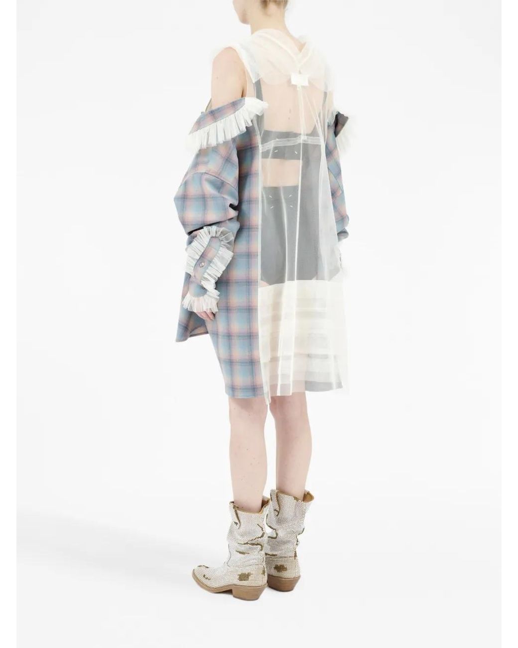 Maison Margiela Blue X Pendleton Wool Tulle Shirt