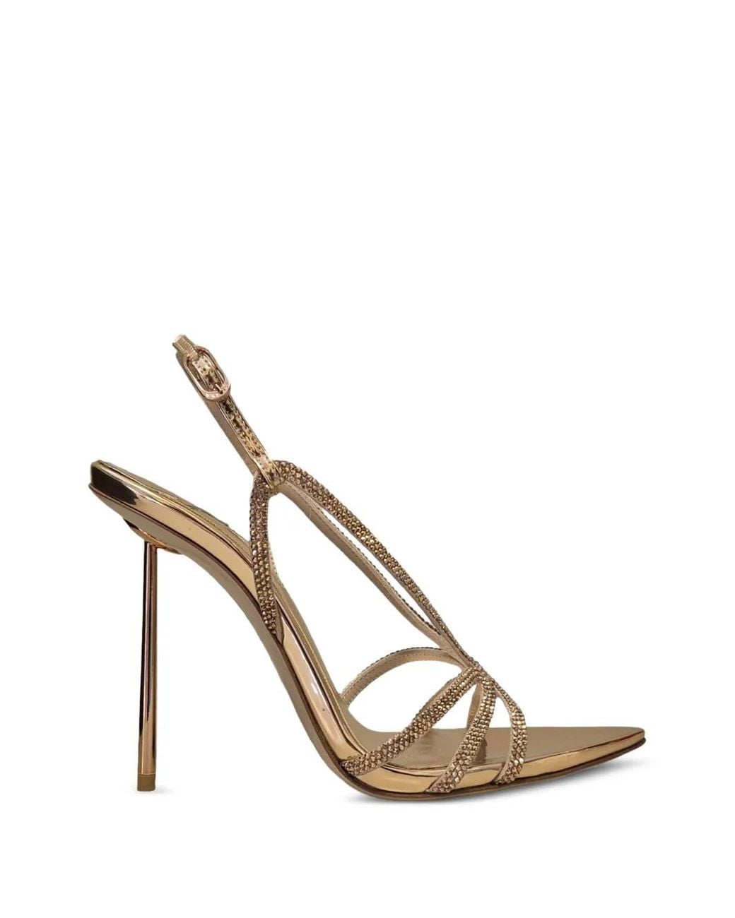 Le Silla White Euginie Crystal-Embellished Pointed-Toe Sandals