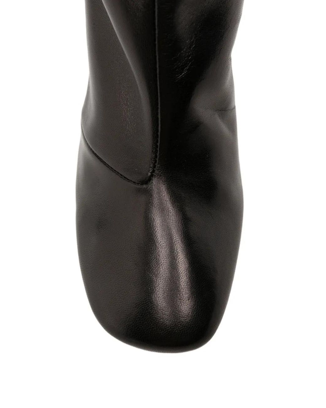 Forte_forte Black Wood-Effect Block-Heel Ankle Boots