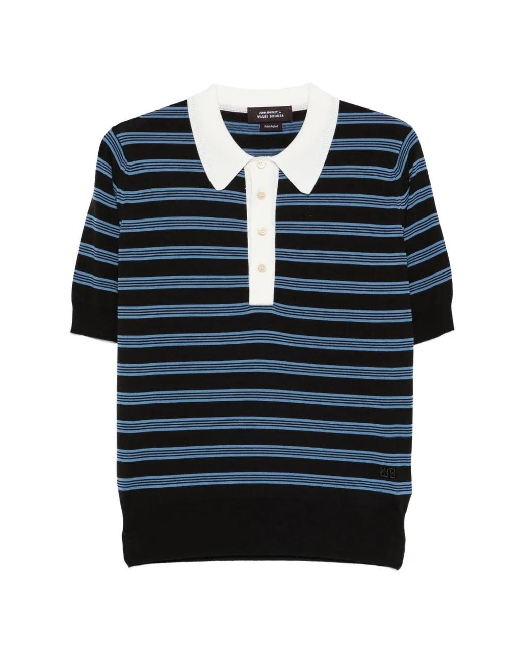 Wales Bonner Blue Polo Breeze En Laine Mérinos À Rayures for men