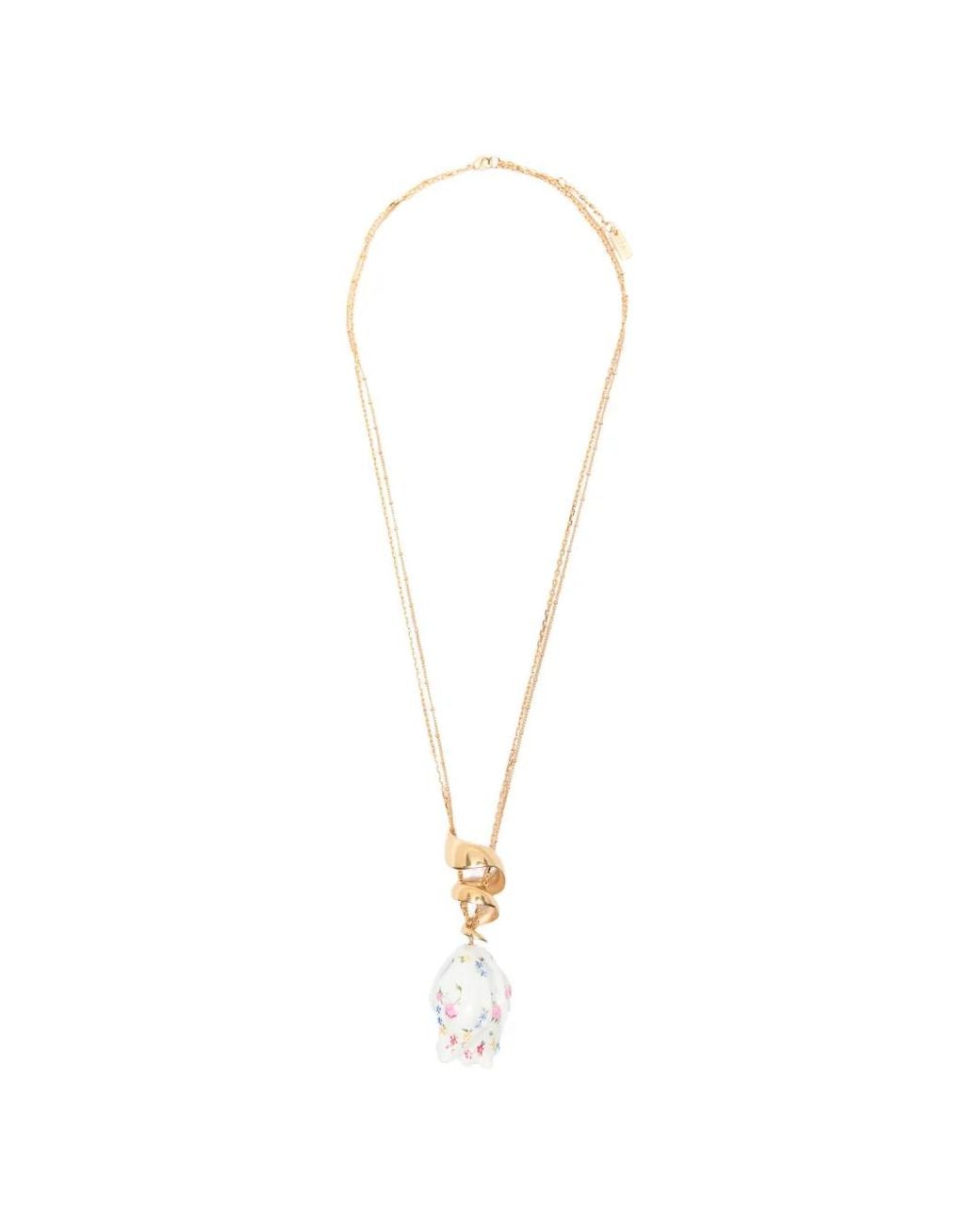 Chloé White Bloomcraft Floral-Pendant Necklace