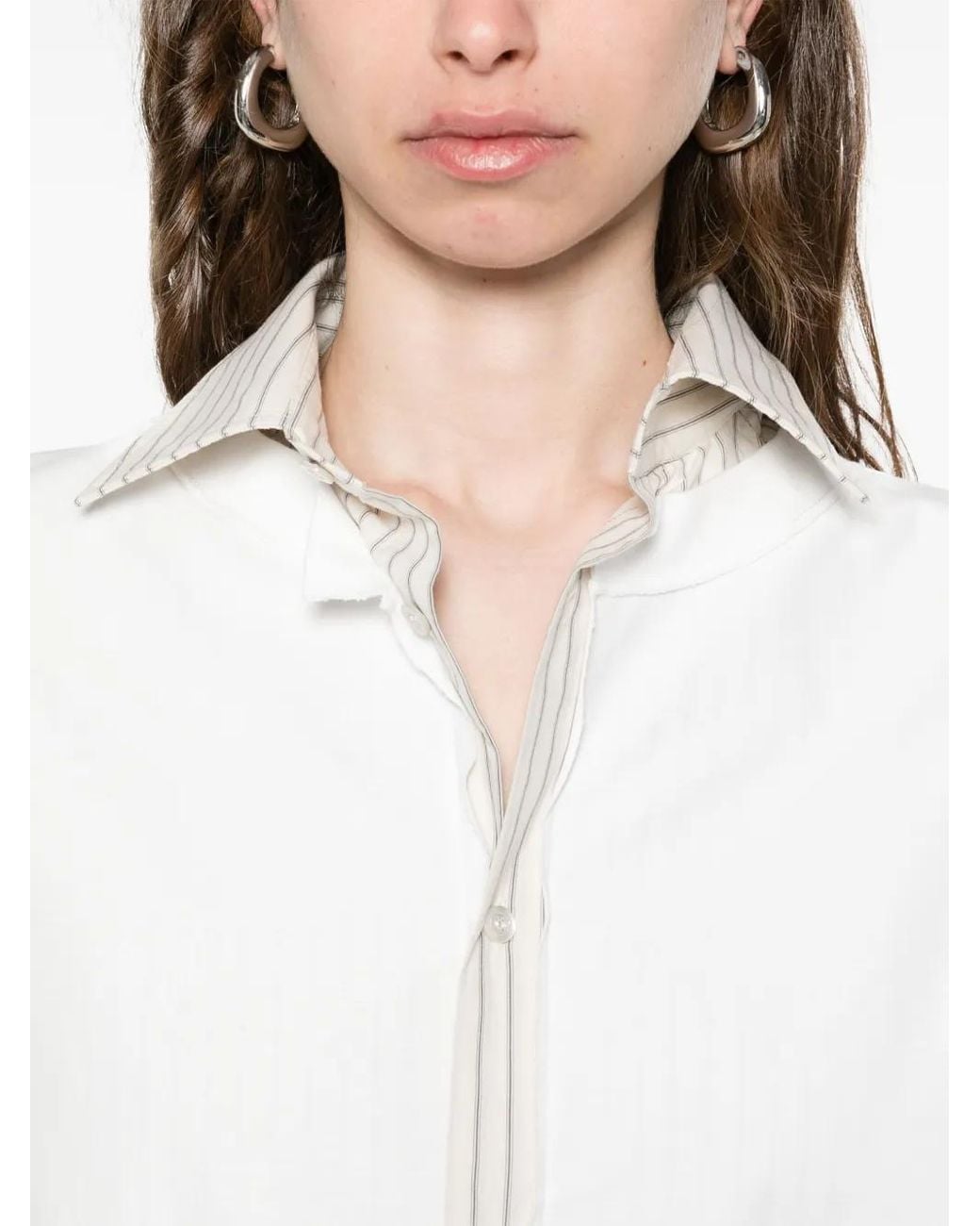 Maison Margiela White Short Sleeved Layered Cotton Shirt