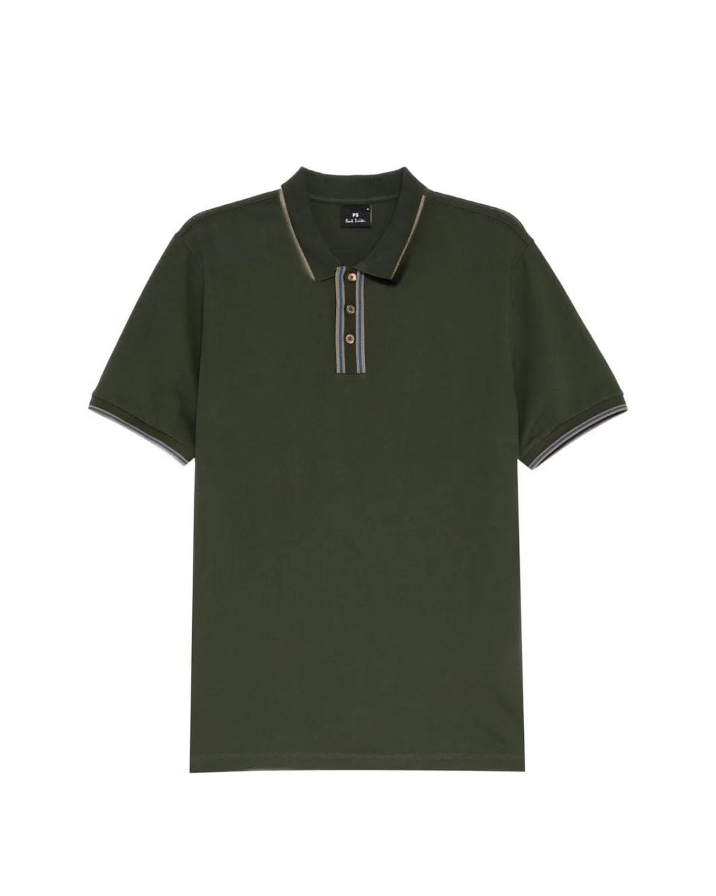 Paul Smith Green Stripe-Trim Polo Shirt for men
