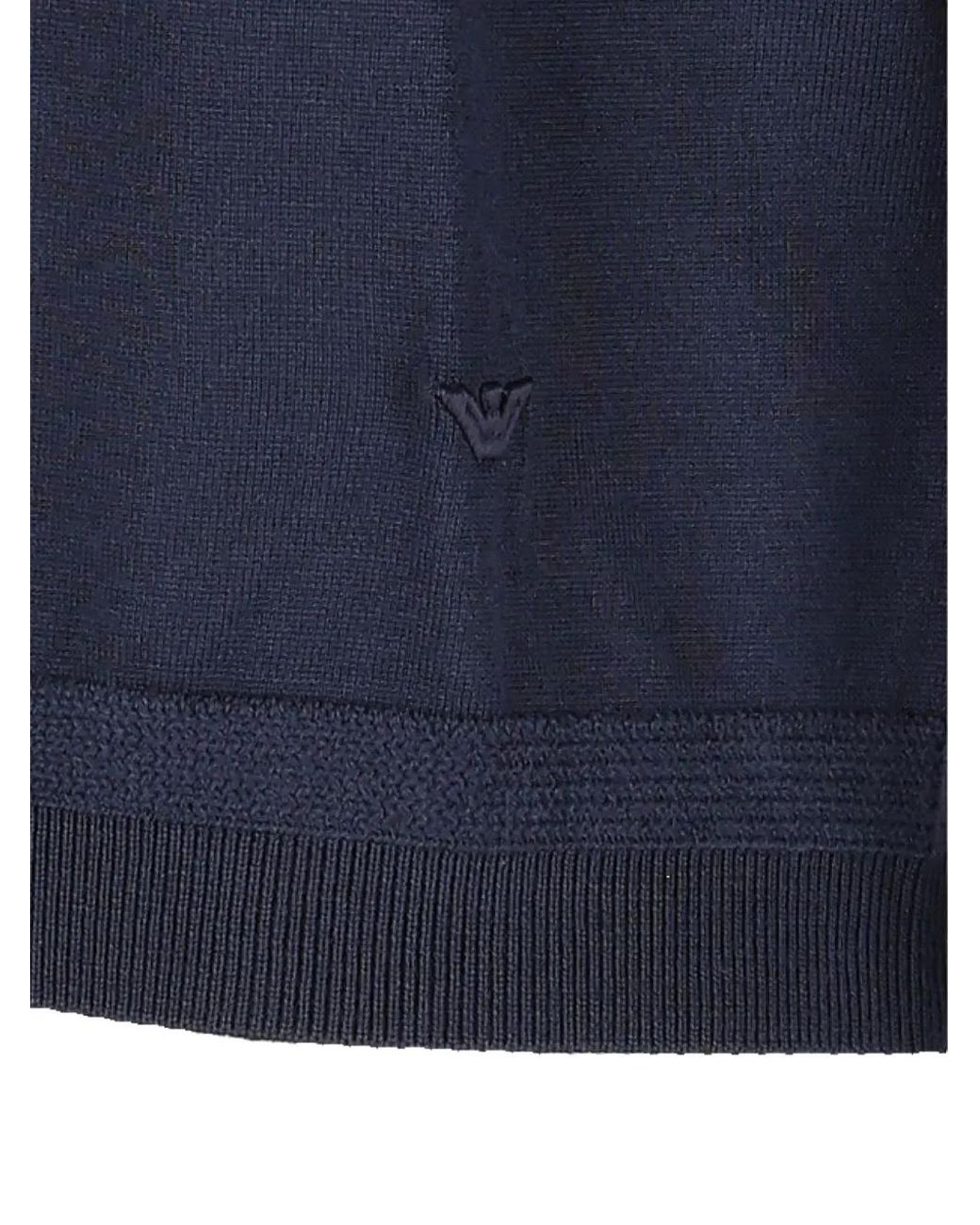 Emporio Armani Blue Logo-Embroidered Crew-Neck Sweater for men