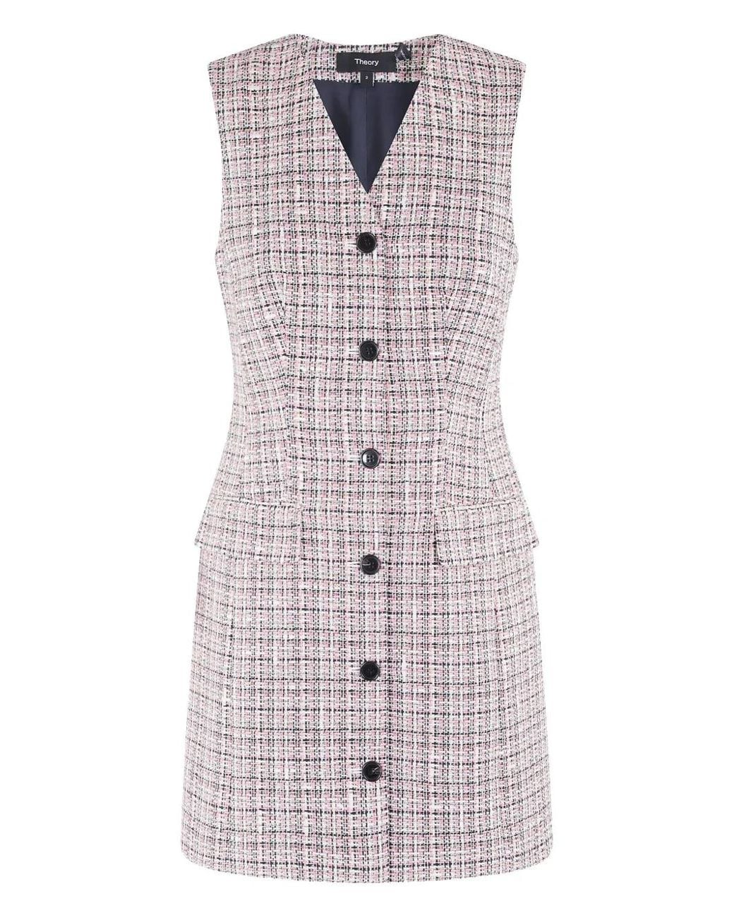 Theory Pink Tweed Mini Dress