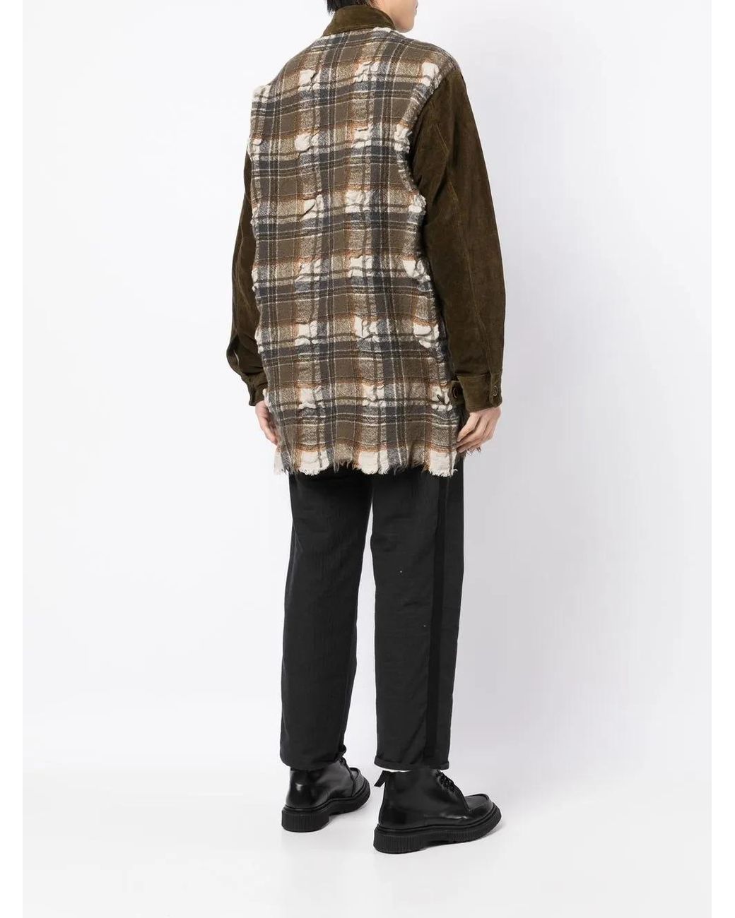 Uma Wang Black Juan Panelled Plaid Jacket for men
