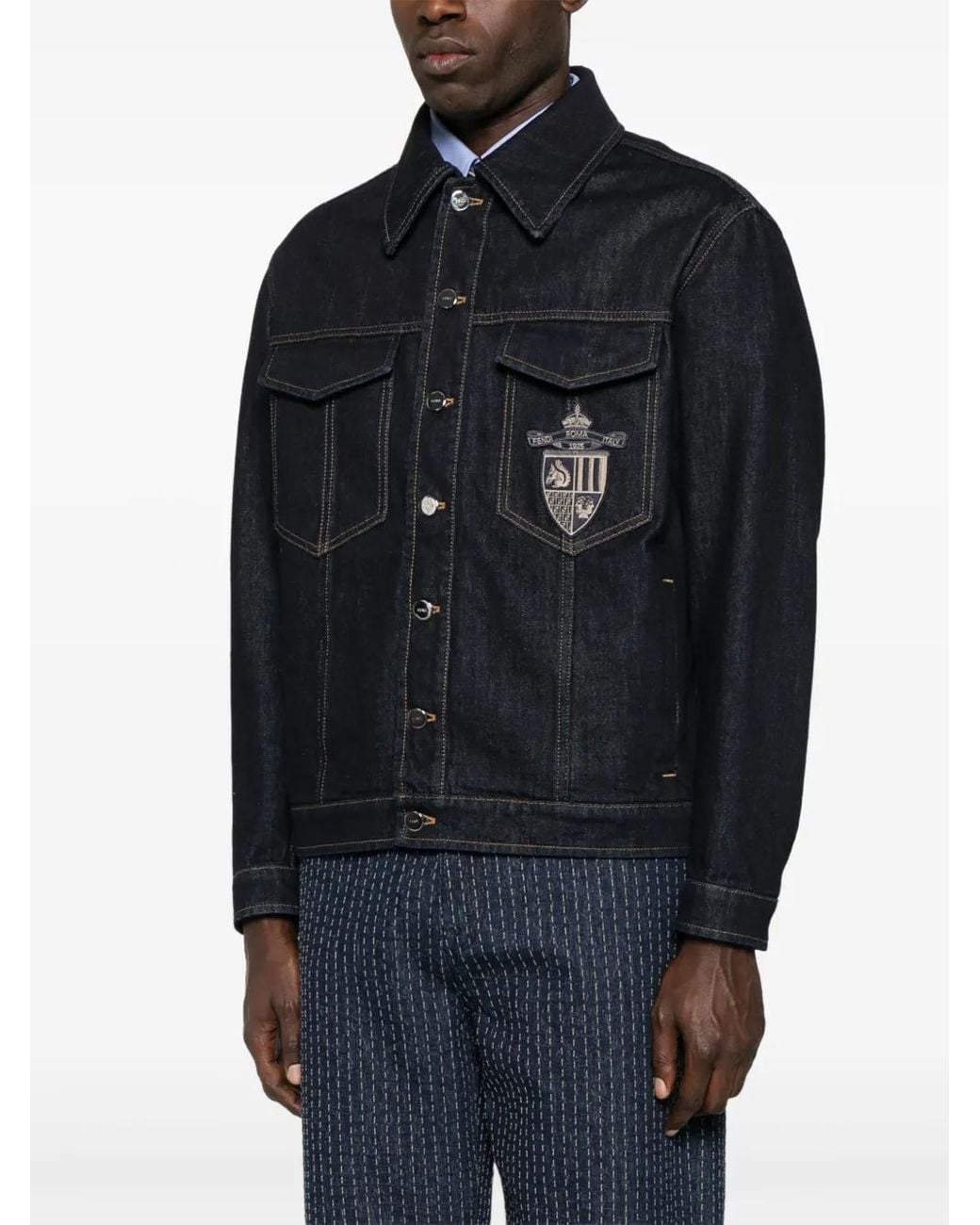 Fendi Black Cotton Denim Jacket for men