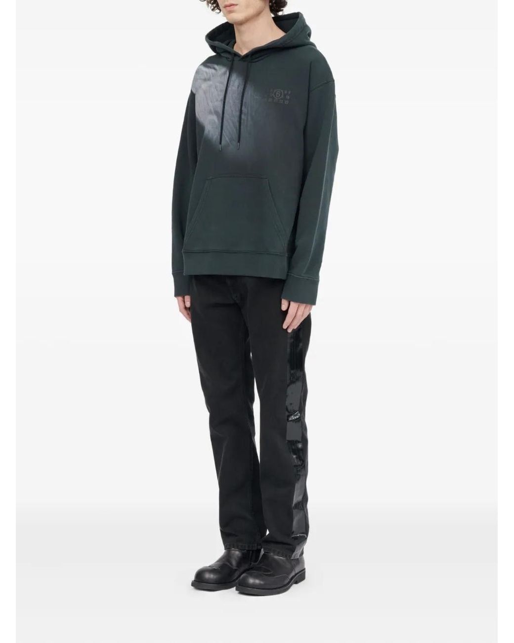 MM6 by Maison Margiela Blue Relaxed Fit Hoodie With Faded Diagonal Design for men