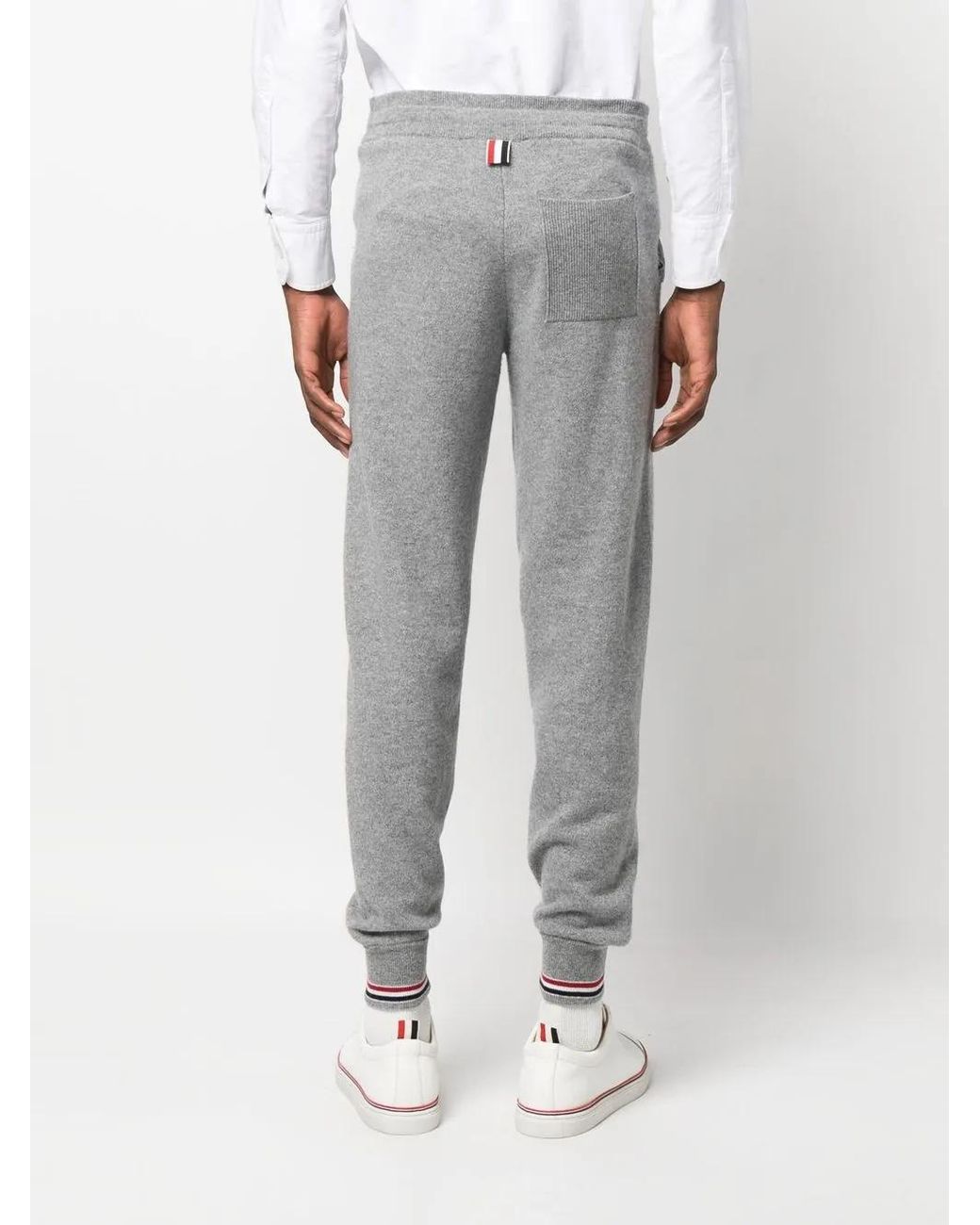 Thom Browne Gray Cashmere Knitted Track Pants for men