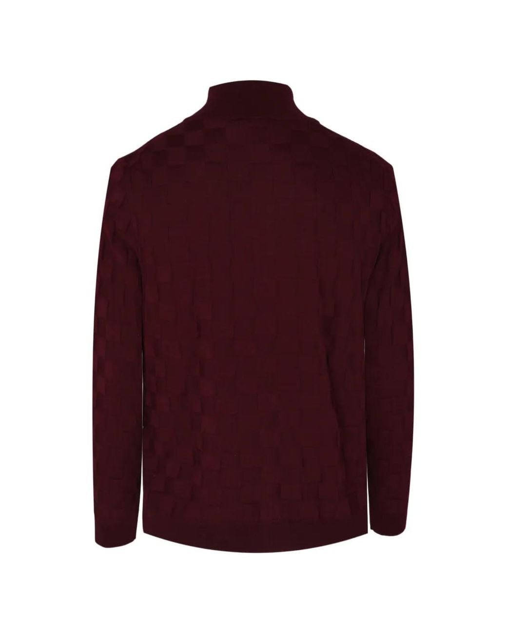 Tombolini Red Check-Pattern Zip-Up Cardigan for men