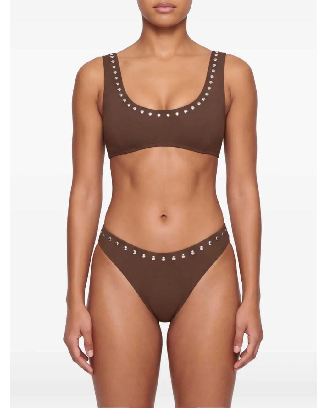 Let's Swim Brown Studded Bikini Top
