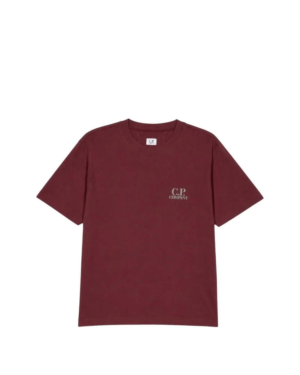 C P Company Red Logo-Print T-Shirt for men