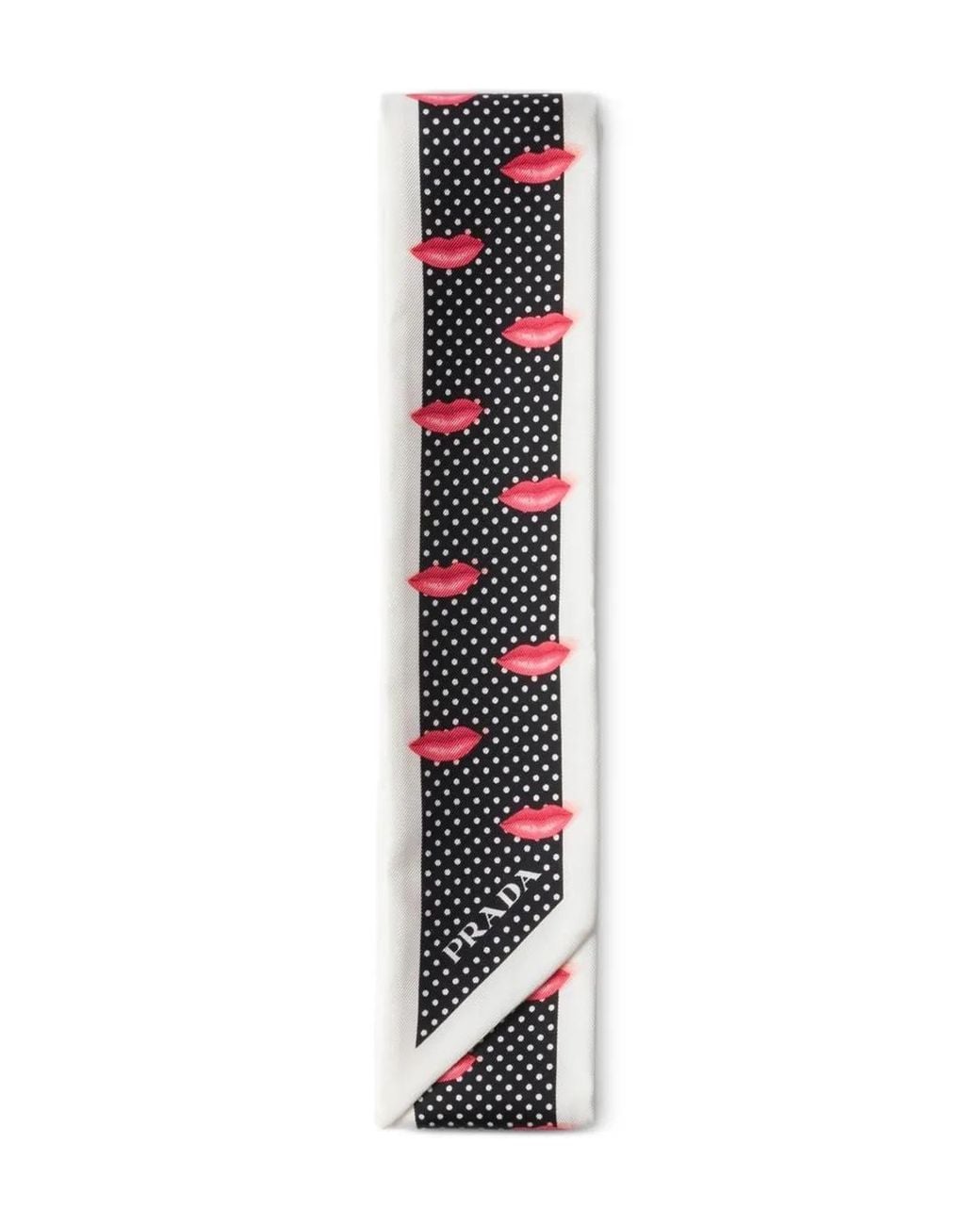 Prada White Schal Mit Polka Dots