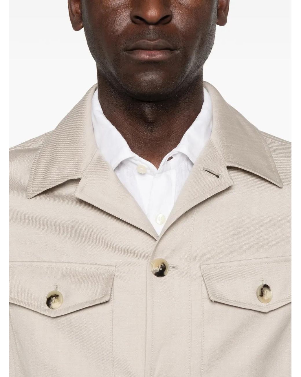 Canali White Four-Pocket Button-Up Jacket for men