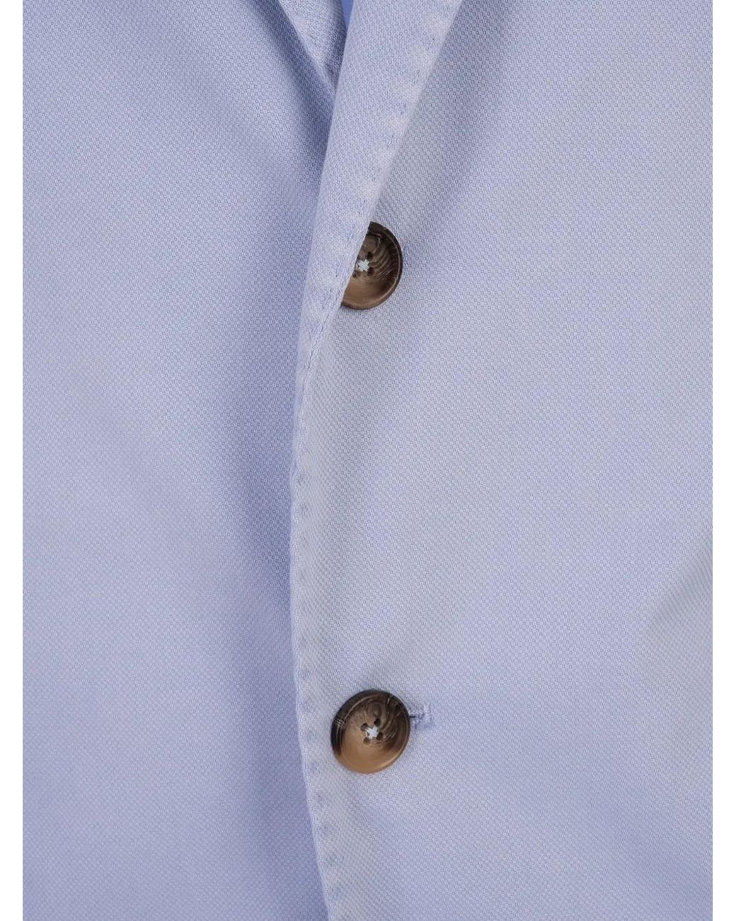 RUSSO CAPRI Blue Button Oxford Blazer for men