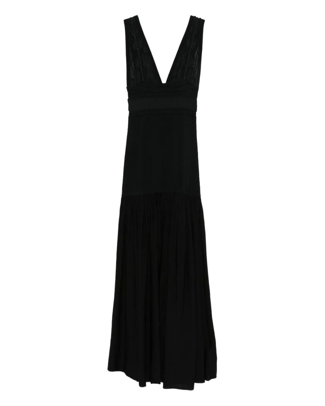 Sandro Black Ruffled Knit Maxi Dress