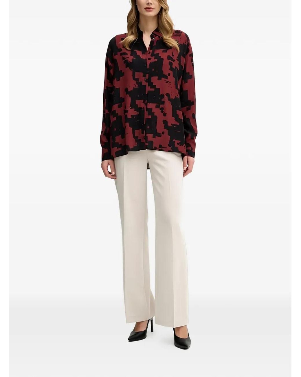 Sisley Red Geometric-Pattern Shirt