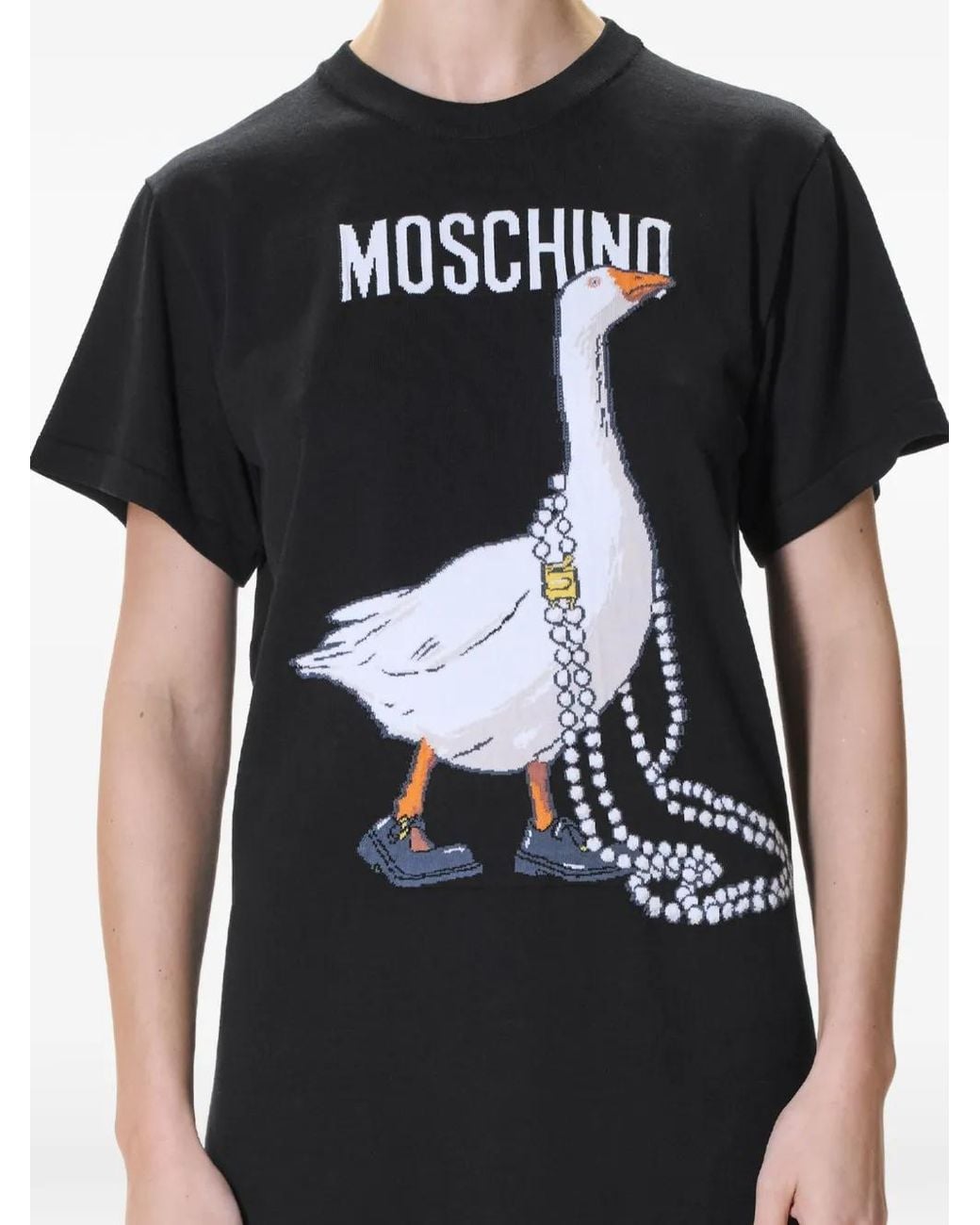 Moschino Black Goose-Print T-Shirt Mini Dress