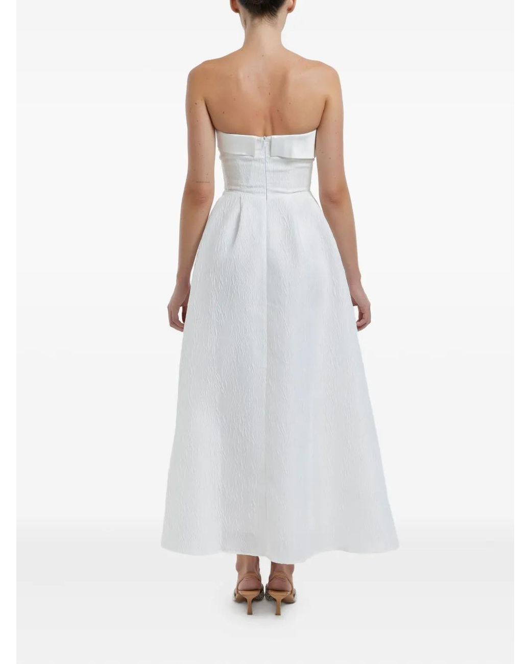 POST MERIDIEM White Jacquard Midi Dress