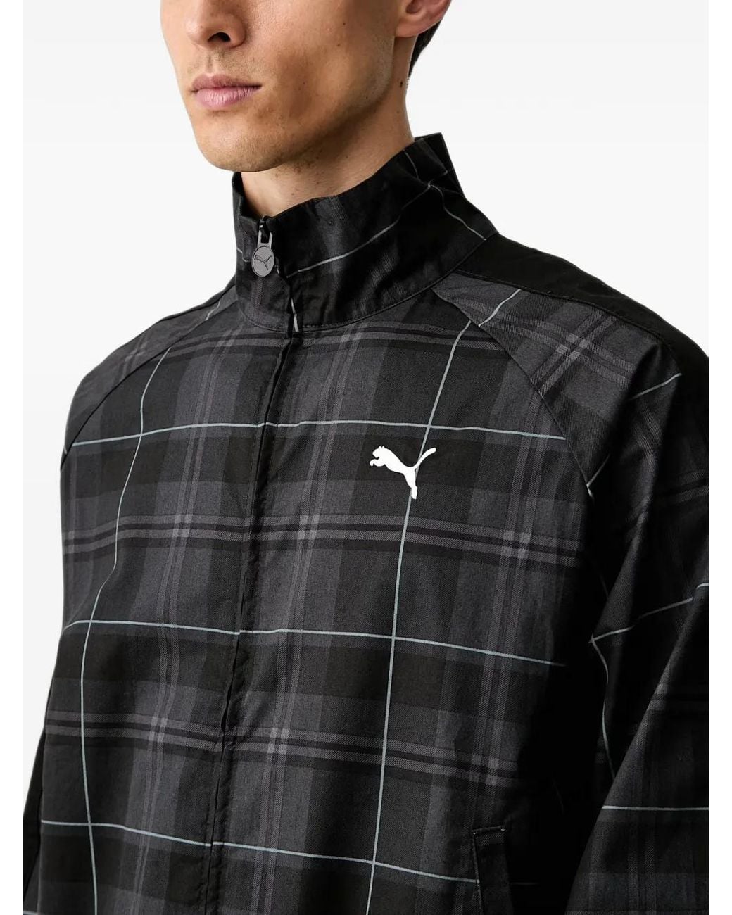 PUMA Black T7 Relaxed Tartan Track Jacket for men