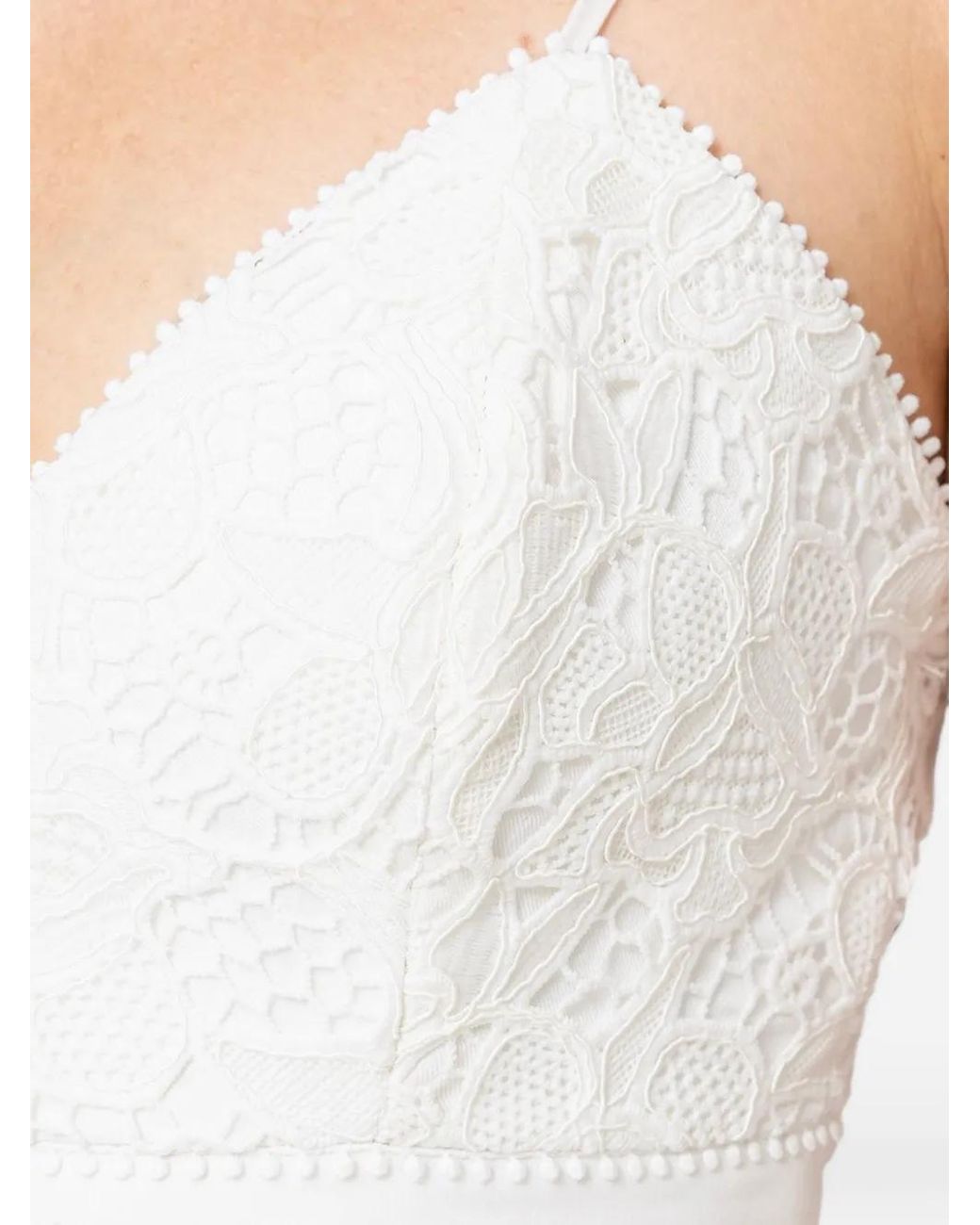 Nissa White Floral-Embroidery Silk Midi Dress