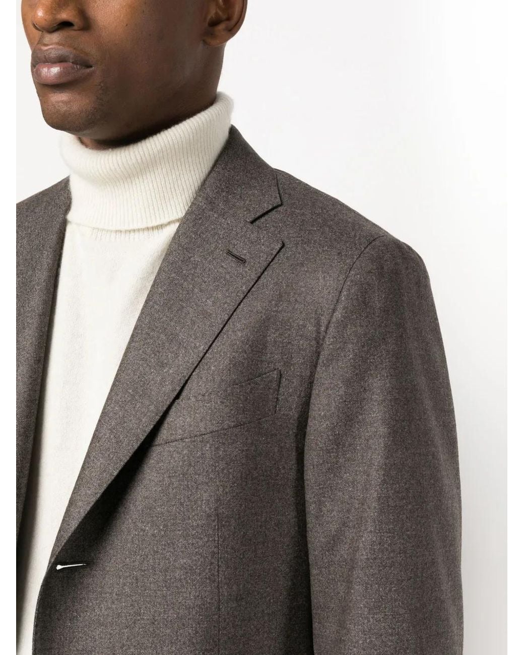 Caruso Gray Single-Breasted Wool Blazer for men