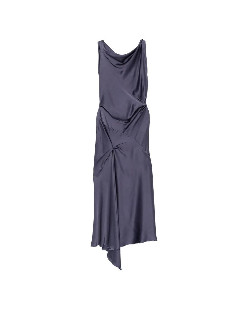 Victoria Beckham Blue Posy Draped Asymmetric Dress