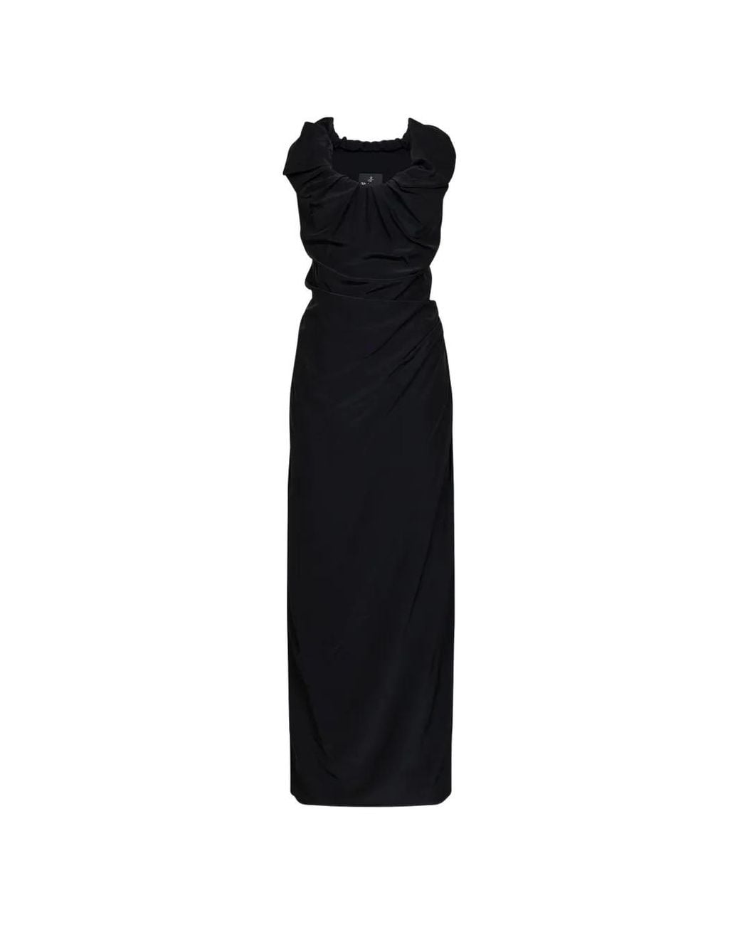 Vivienne Westwood Black Maxi Dress With Fitted Bodice And Ruched Details