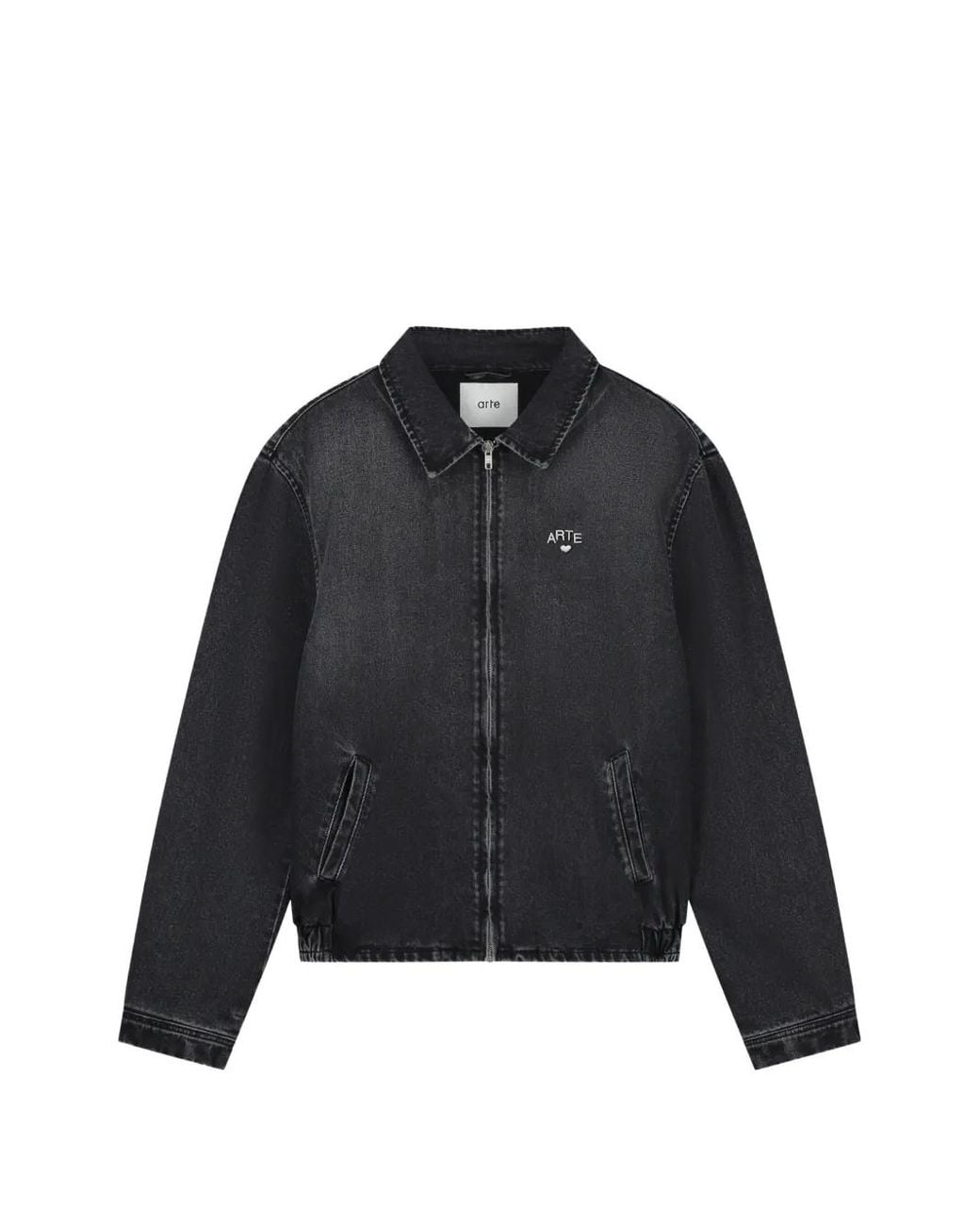Arte' Black Logo-Embroidered Denim Jacket for men