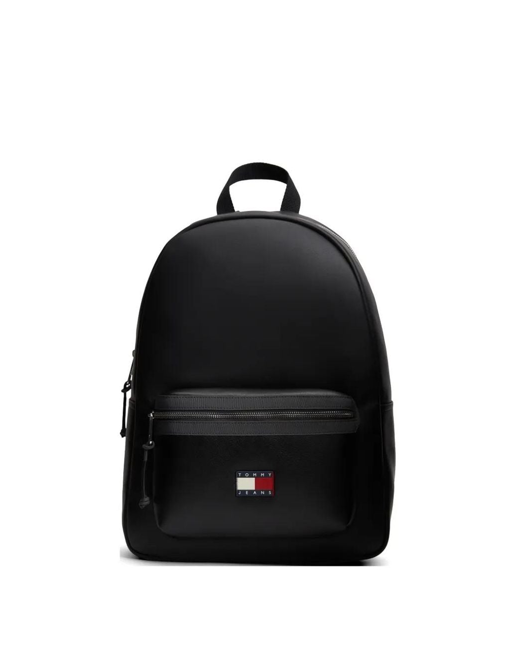 Tommy Hilfiger Black Logo-Patch Zip-Fastening Backpack for men