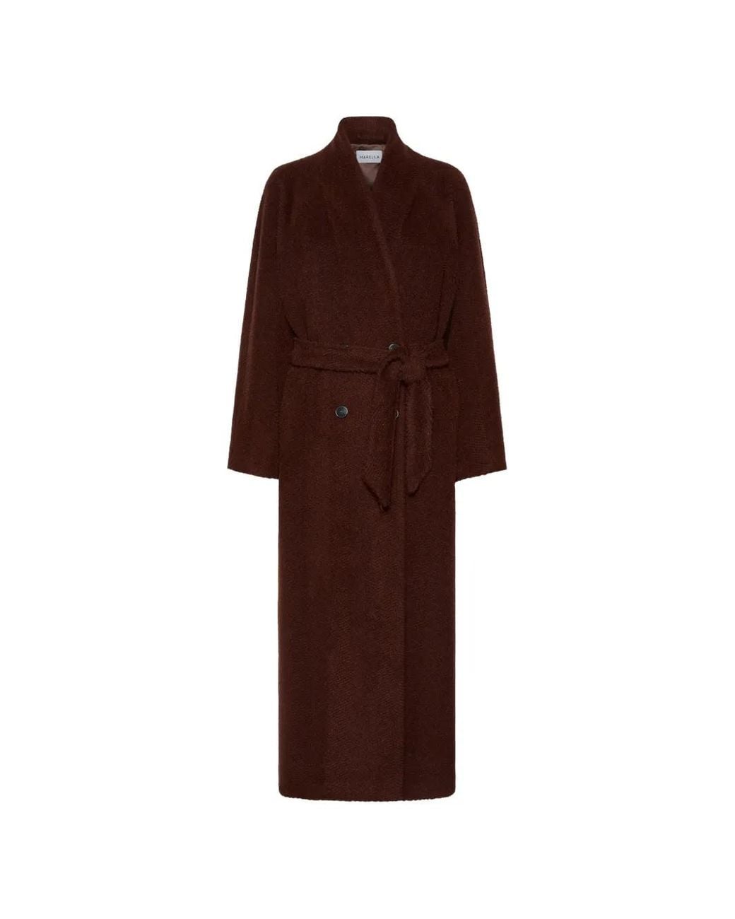 Marella Brown Belted Double-Breasted Coat