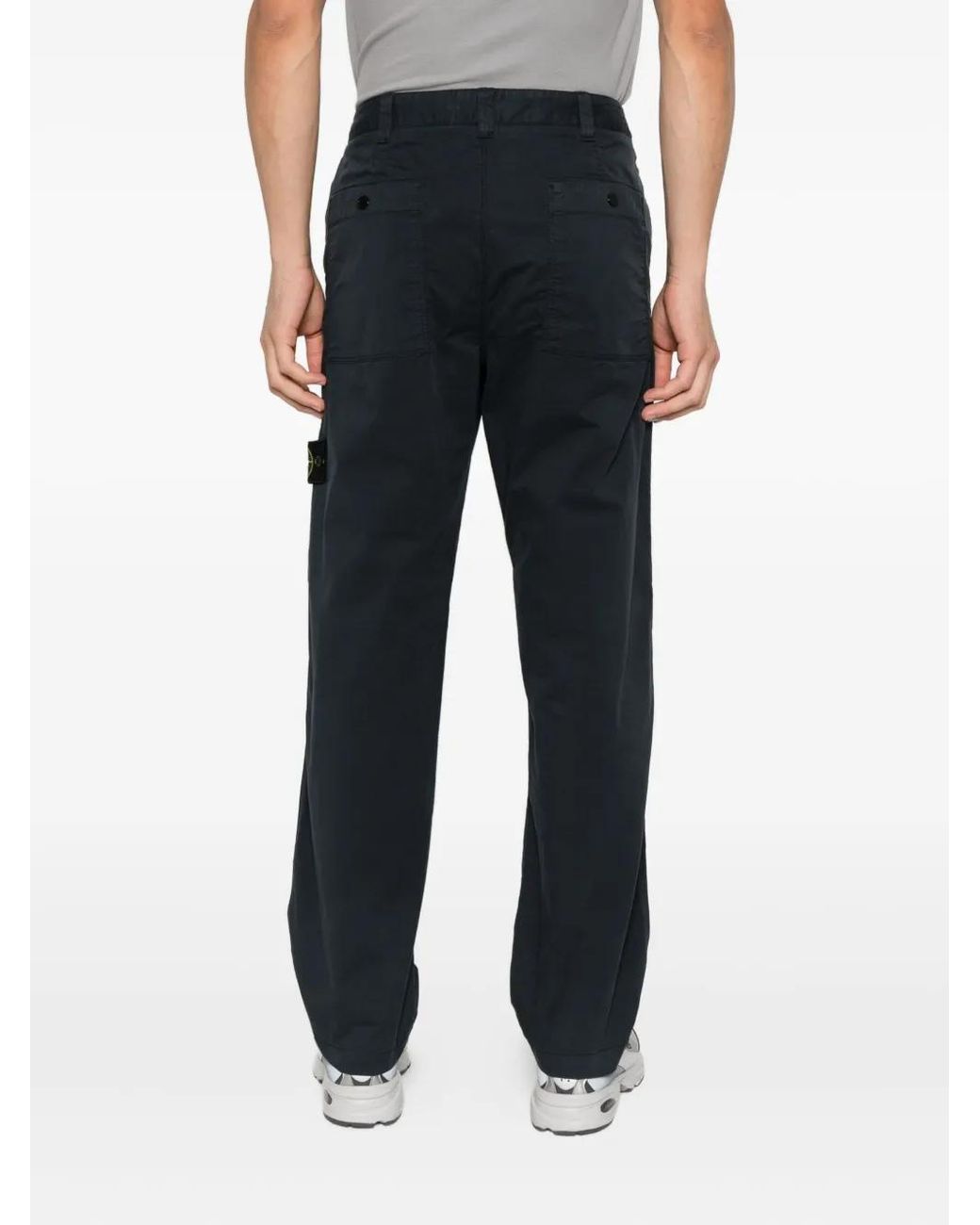 Stone Island Blue Logo Cotton Cargo Trousers for men