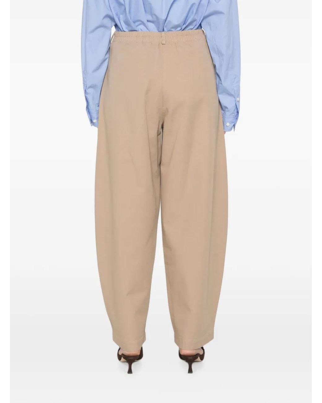 Cordera White Elasticated-Waistband Tapered Trousers