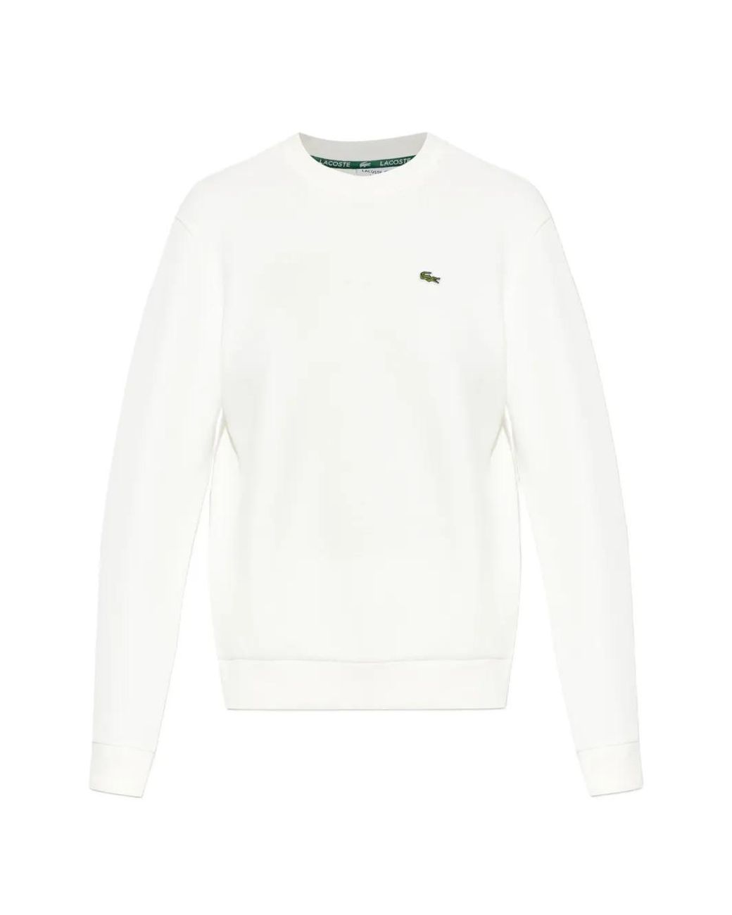 Lacoste White Relaxed Fit Piqué Crew Neck Sweatshirt