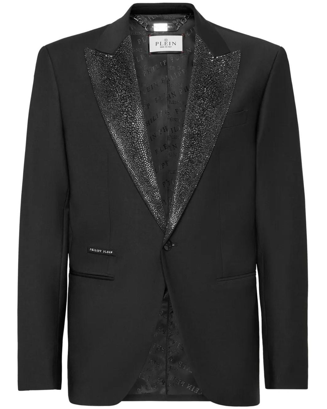 Philipp Plein Black Rhinestone-Embellished Blazer for men