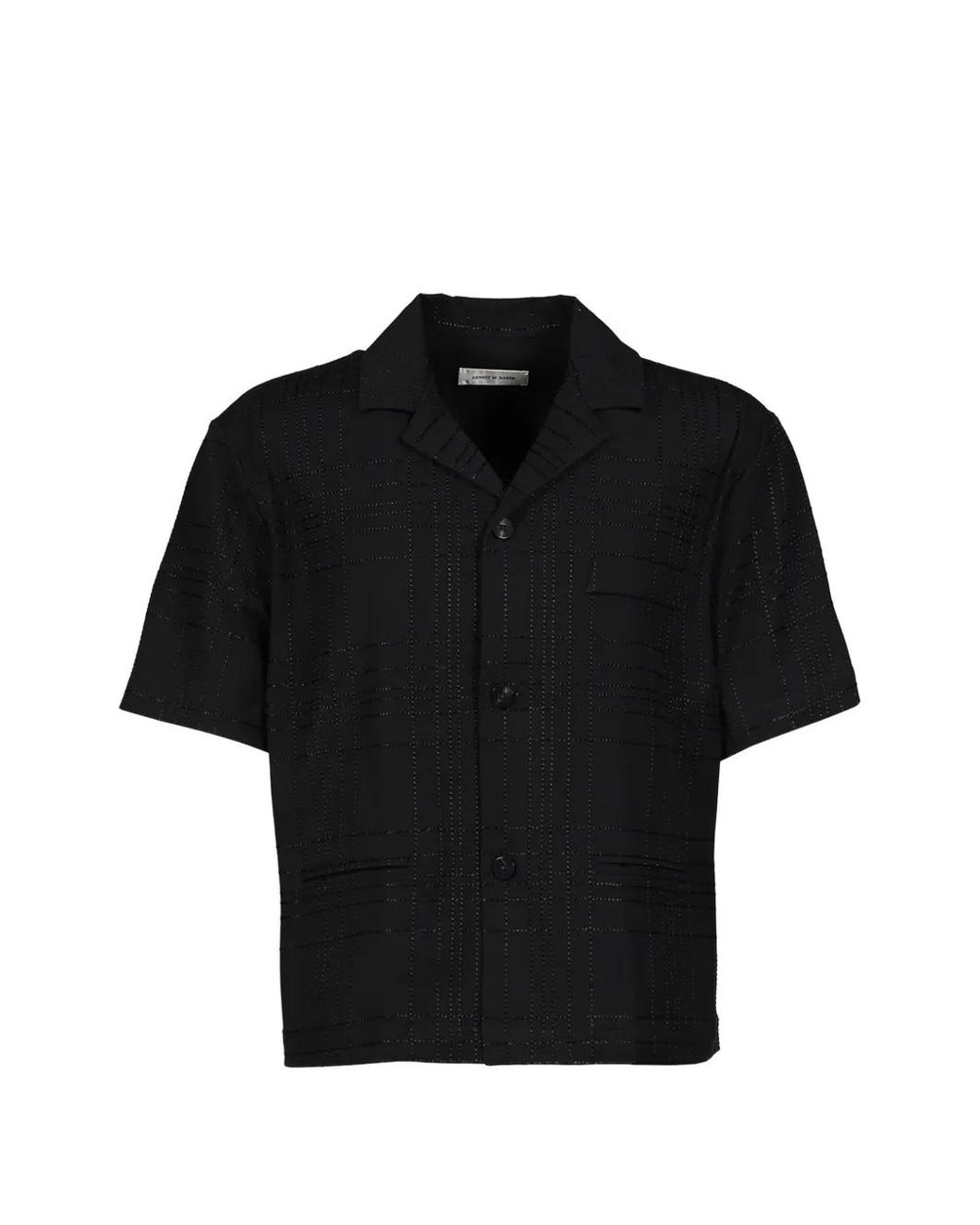 Ernest W. Baker Black Embroidered Check-Print Shirt for men