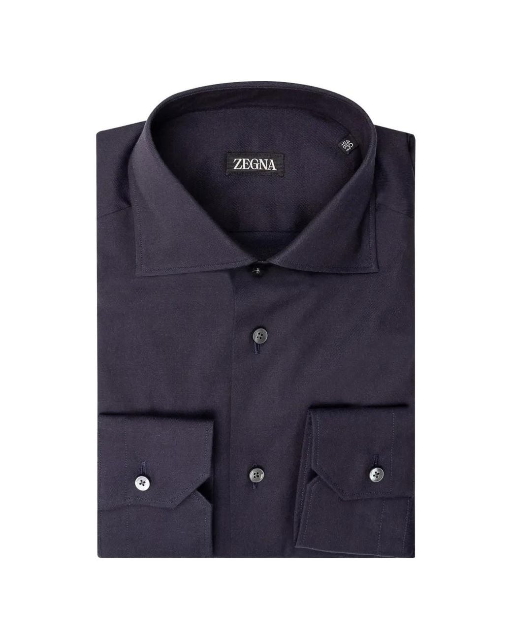 Zegna Blue Chemise À Boutonnière Sur Le Devant for men
