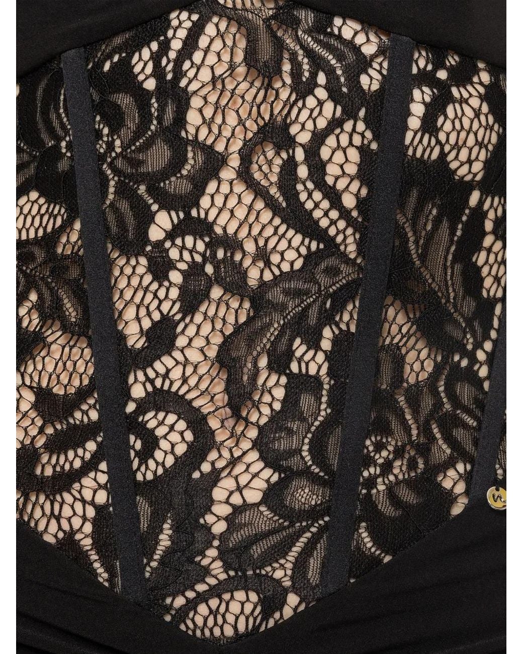 Nissa Black Lace-Panel Mini Dress