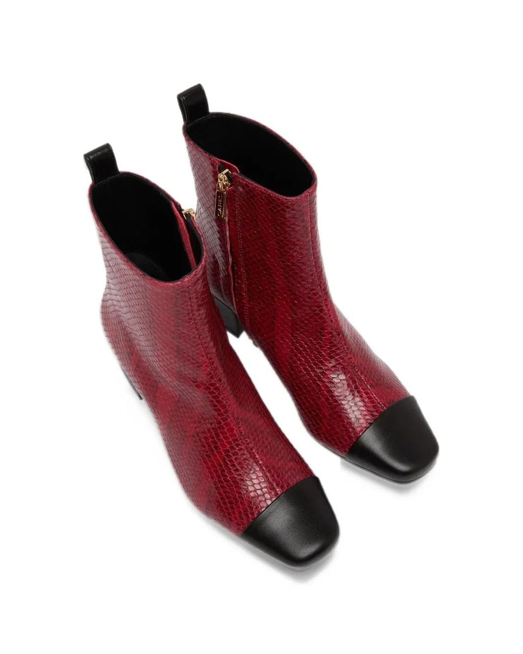 CAREL PARIS Red Estime Python-Effect Ankle Boots