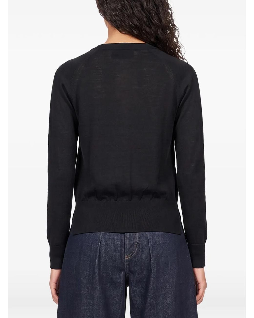 Simone Rocha Black Turbo Bead-Embellished Scalloped Cardigan