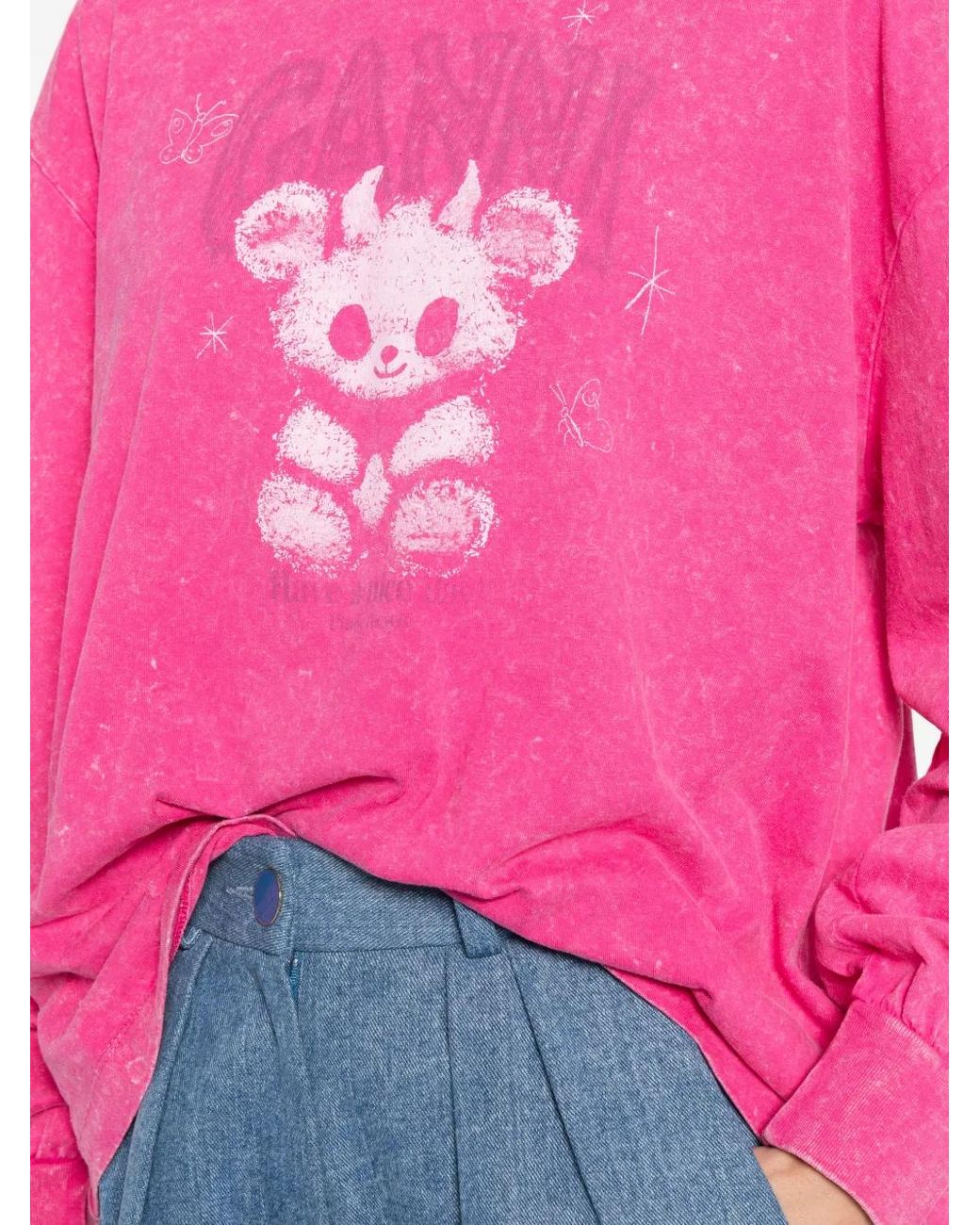 Ganni Pink T-Shirt Imprimé À Manches Longues