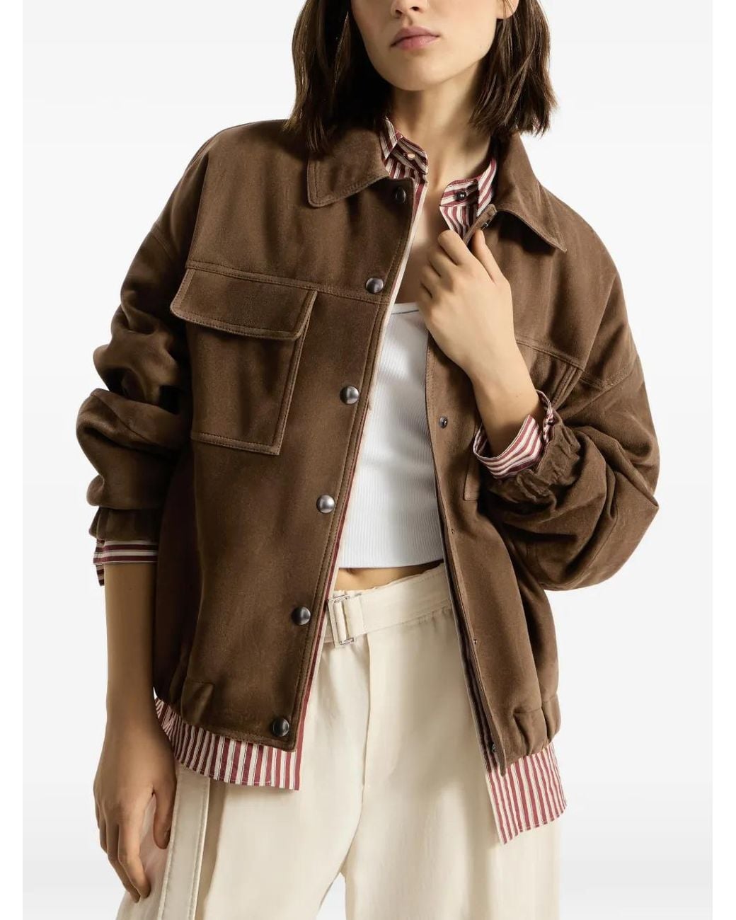 Brunello Cucinelli Brown Monili Suede Jacket