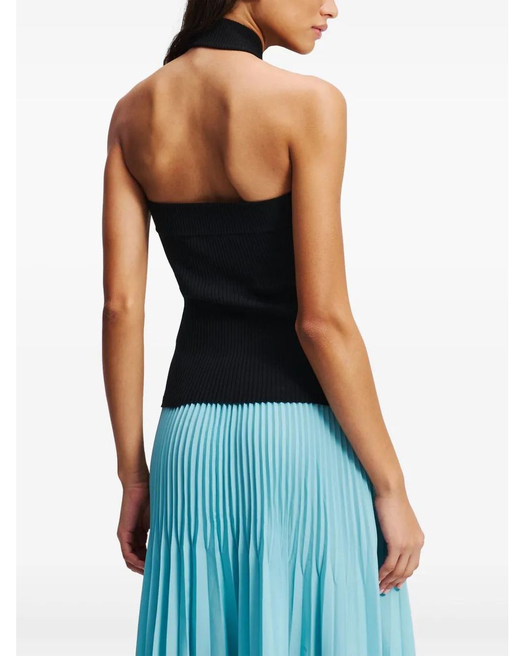 Karl Lagerfeld Black Ribbed Top