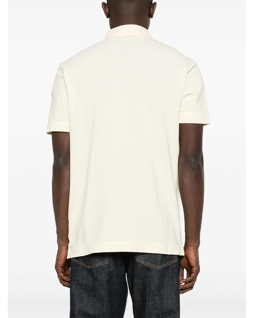 Moncler White Logo-Patch Polo Shirt for men