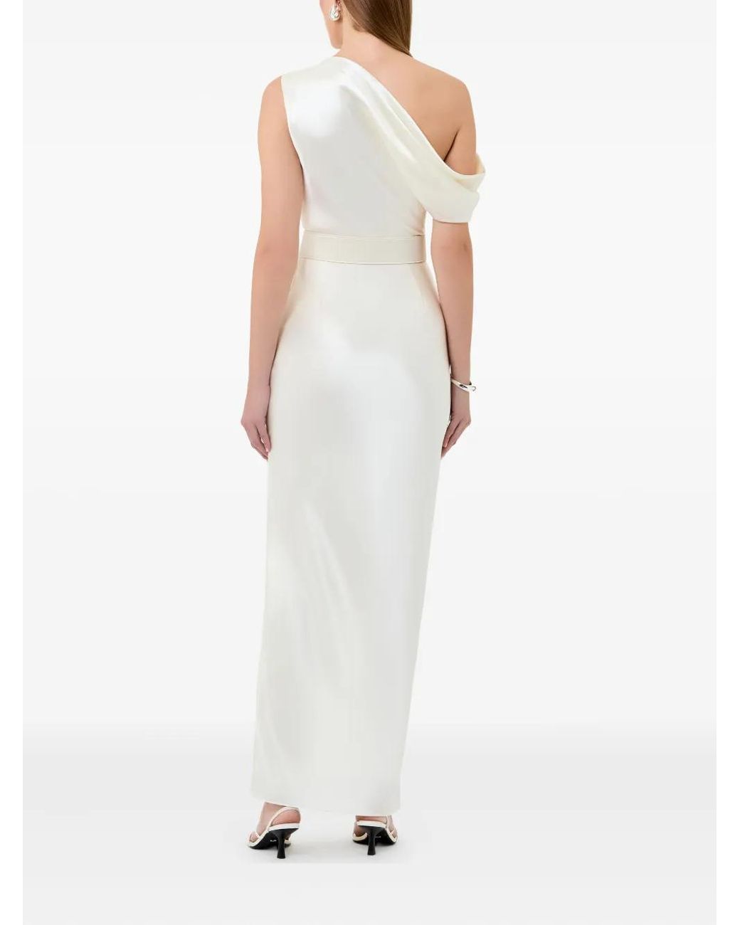 Nicholas White Eartha One-Shoulder Belted Midi Dress