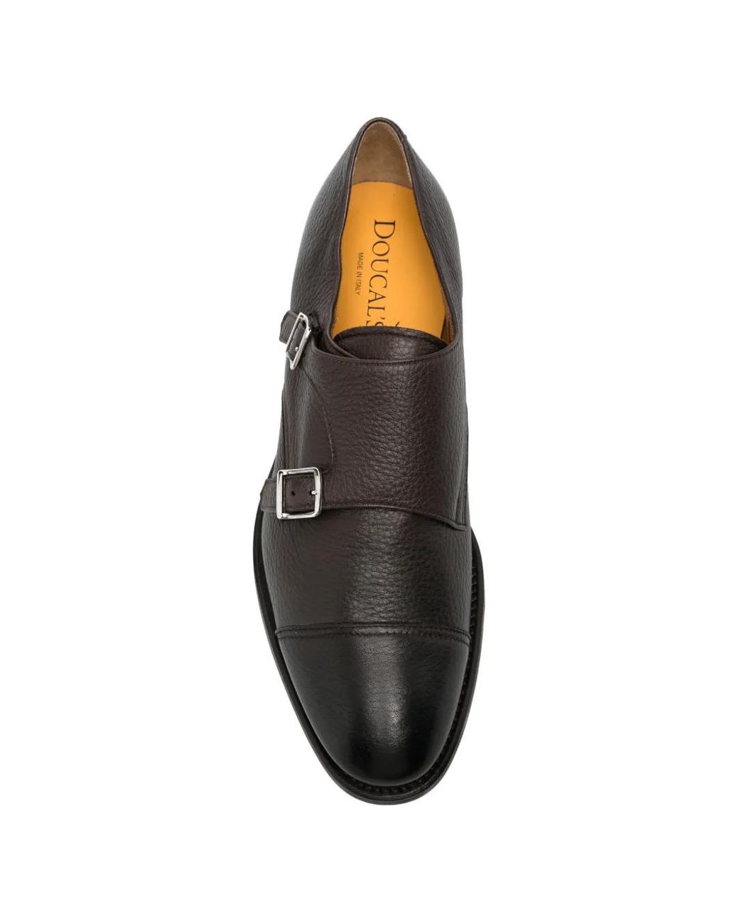 Doucal's Black Grained-Leather Monk Shoes for men