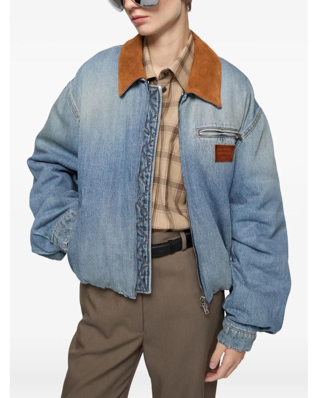 Acne Blue Logo-Patch Bomber Jacket