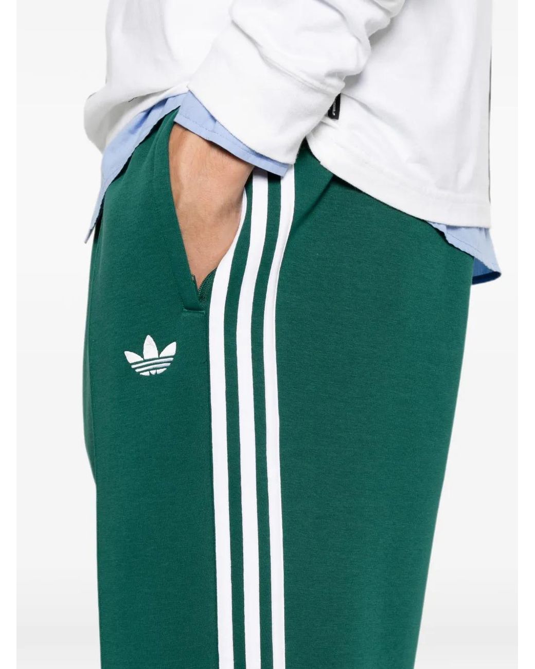 Adidas Green Logo-Embroidered Side-Stripe Track Pants for men