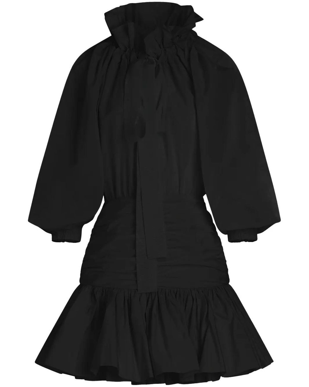 Patou Black Volume Sleeve Mini Dress