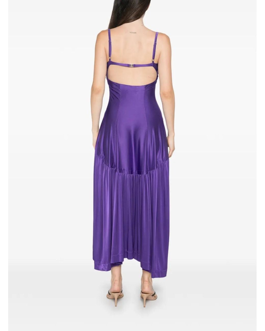 Rabanne Purple Robe Asymétrique À Fronces